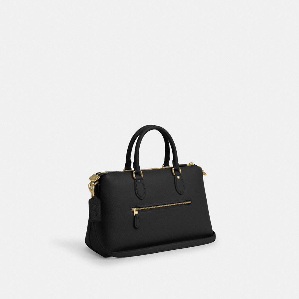 COACH®,GEORGIA SATCHEL BAG,Pebbled Leather,Medium,Gold/Black,Angle View