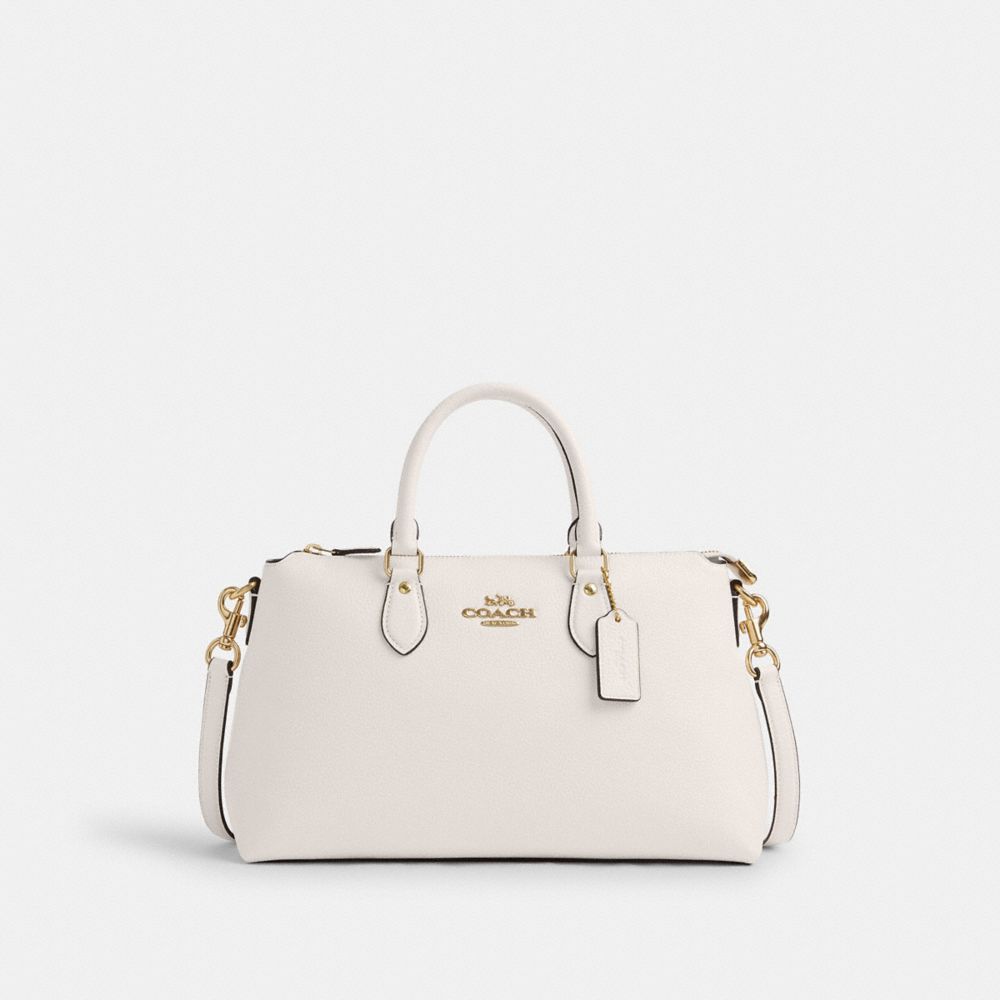 COACH®,SATCHEL GEORGIA,Cuir,Or/Craie,Front View