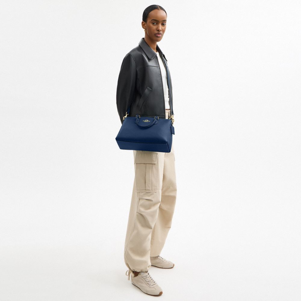COACH®,Georgia Satchel Bag,Leather,Satchel,Logo,Work,Navy