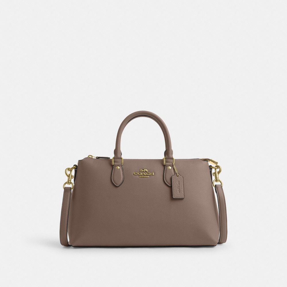 COACH®,SAC SATCHEL GEORGIA,Cuir galet,Im/Pierre sombre,Front View