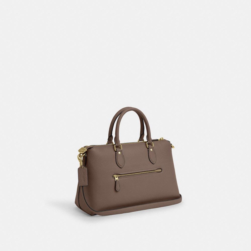 COACH®,GEORGIA SATCHEL BAG,Pebbled Leather,Medium,Im/Dark Stone,Angle View