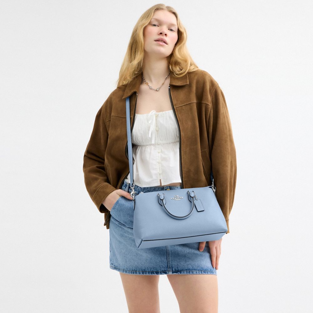 COACH®,Georgia Satchel Bag,Leather,Satchel,Logo,Work,,Detail View