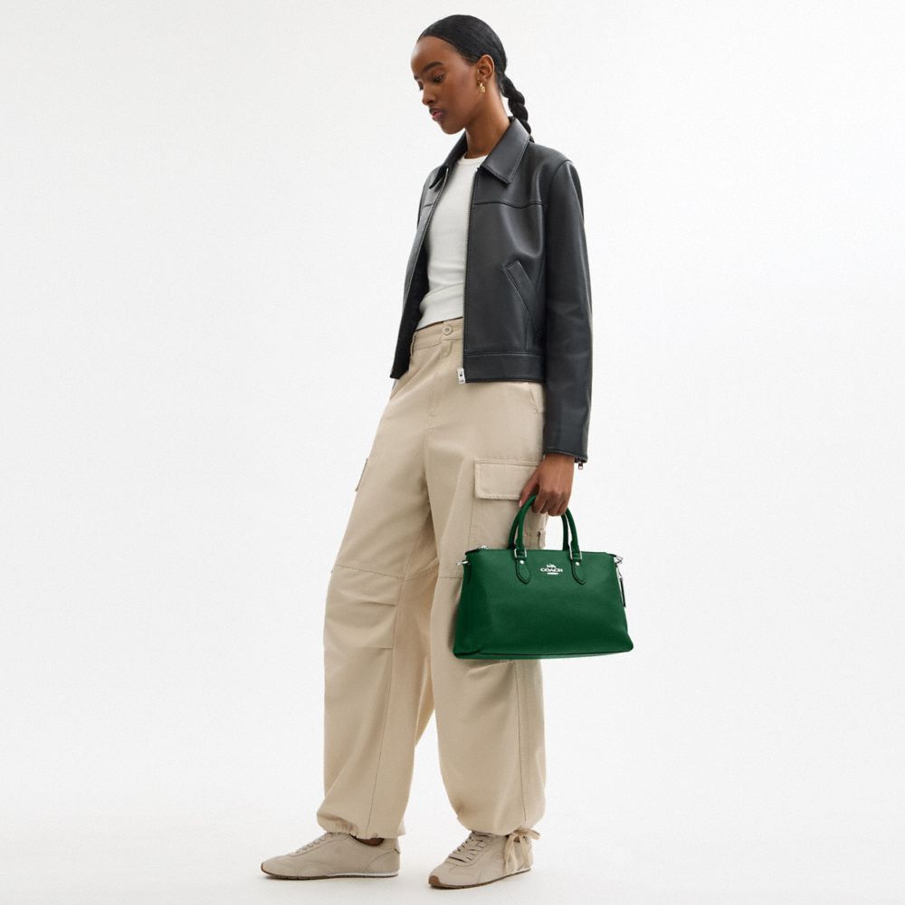 COACH®,Georgia Satchel Bag,Leather,Satchel,Logo,Work,,Detail View