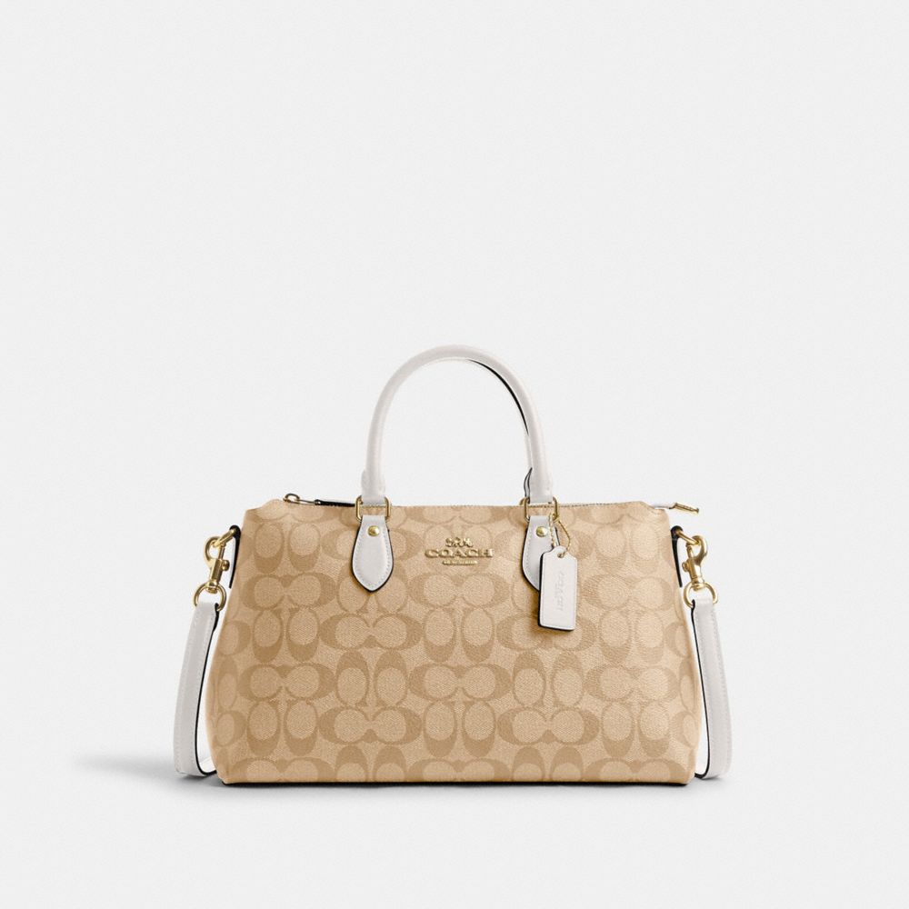 Coach Outlet Georgia Satchel In Signature Canvas In Beige