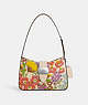 COACH®,ELIZA SHOULDER BAG WITH FLORAL PRINT,Leather,Medium,Silver/Ivory Multi,Front View