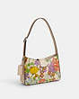 COACH®,ELIZA SHOULDER BAG WITH FLORAL PRINT,Leather,Medium,Silver/Ivory Multi,Angle View