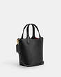 COACH®,HANNA BUCKET BAG,Leather,Medium,Gold/Black,Angle View