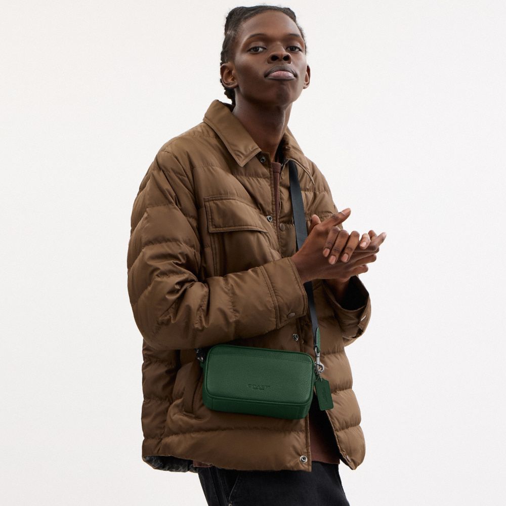 COACH®,Jayden Crossbody,Calfskin Leather,Leather,Crossbody,Logo,Pen Holder,Casual,Green,Detail View