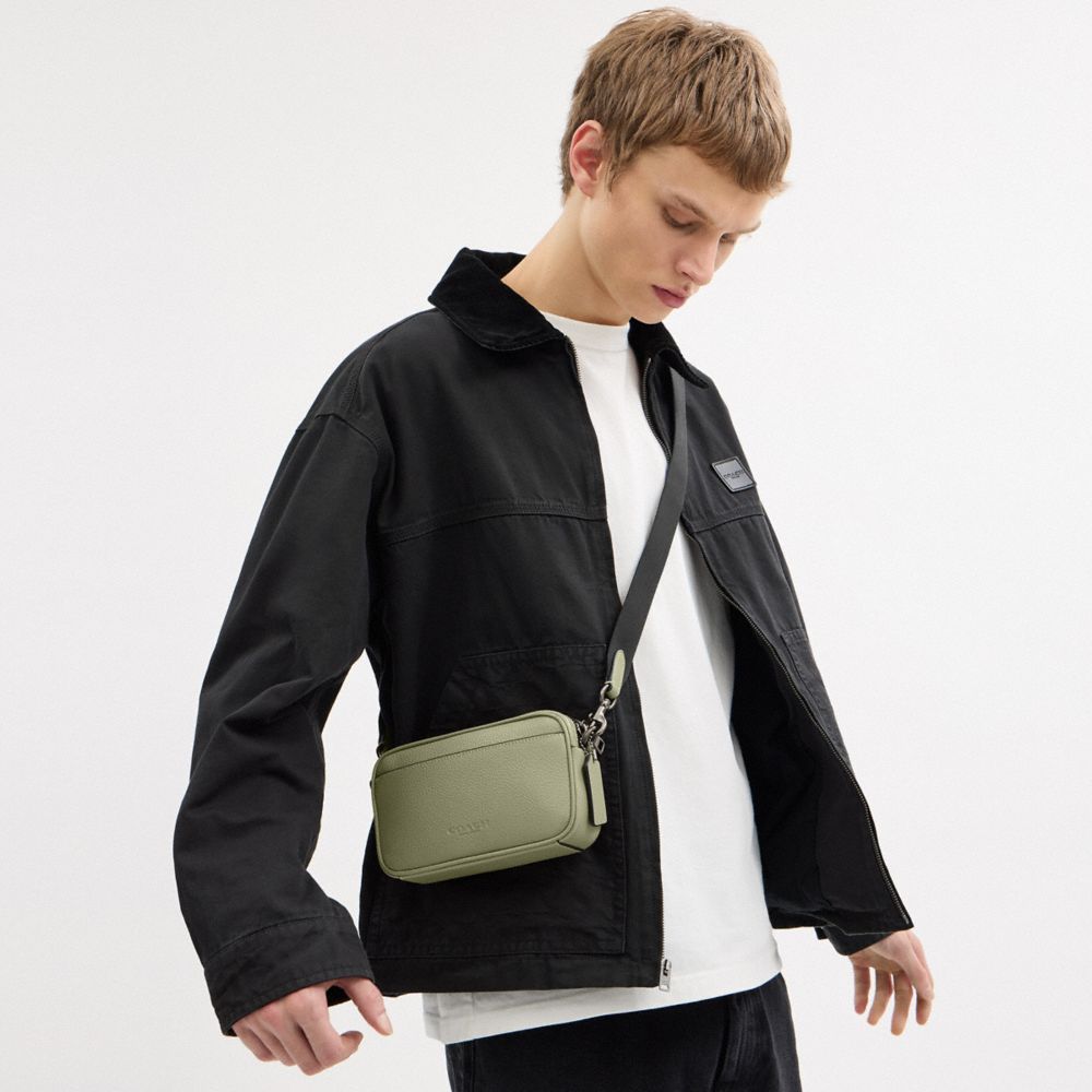 COACH®,Jayden Crossbody Bag,Calfskin Leather,Leather,Crossbody,Logo,Pen Holder,Casual,Olive,Detail View