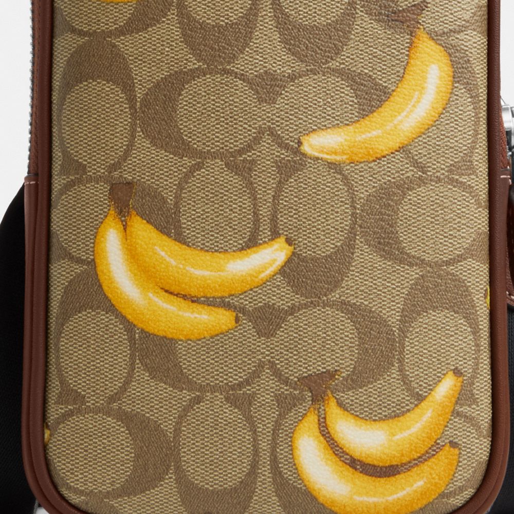 COACH®,Aden Crossbody Bag In Signature Canvas With Banana Print,Canvas,Calfskin Leather,Crossbody,Casual,Brown