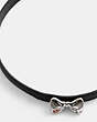 COACH®,LEATHER BOW CHOKER NECKLACE,Leather,Silver,Inside View,Top View