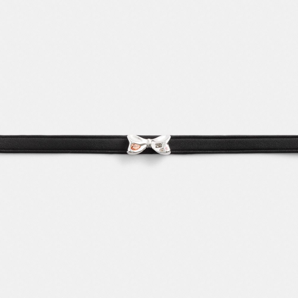 COACH®,LEATHER BOW CHOKER NECKLACE,Silver,Alternate View