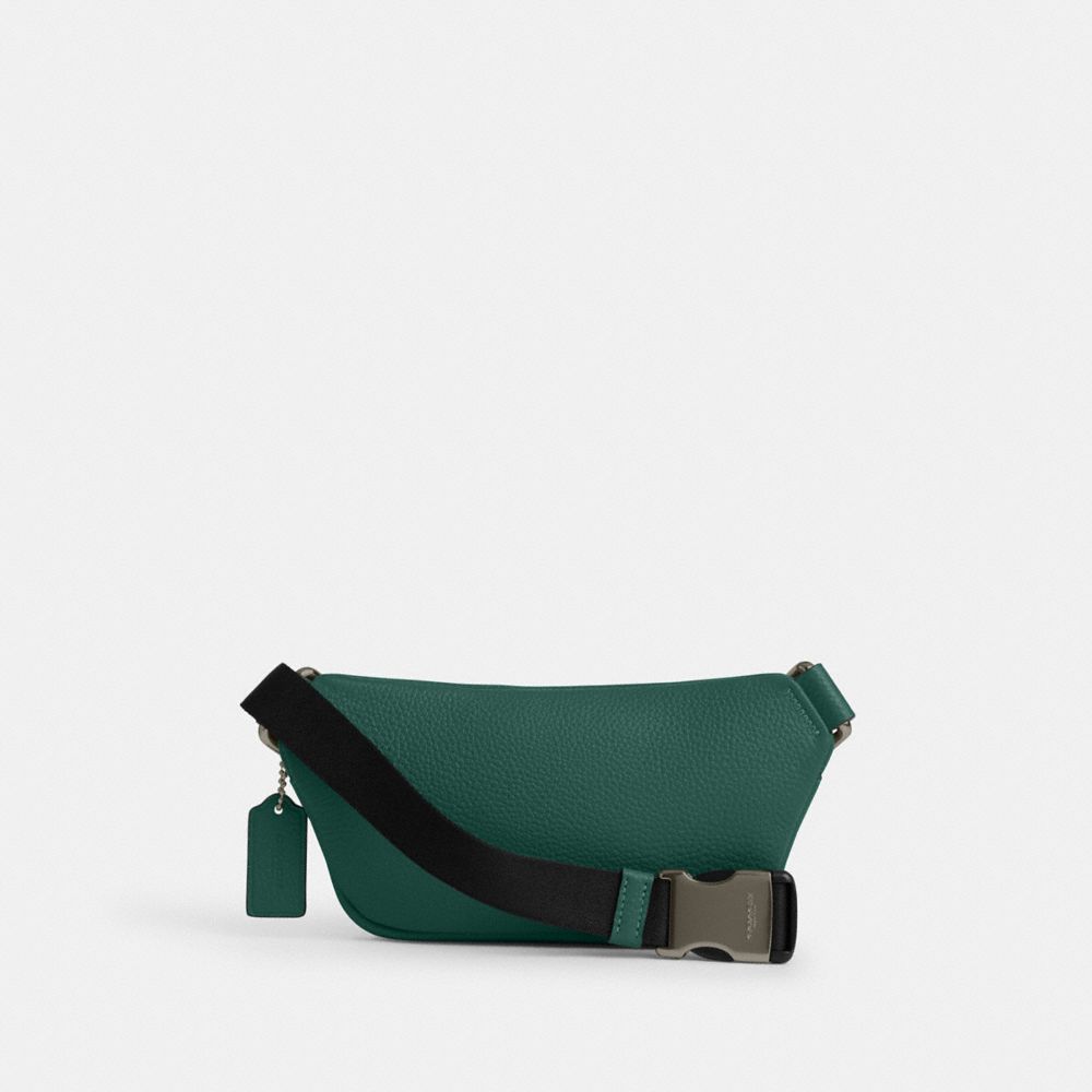 COACH®,Elias Mini Belt Bag,Leather,Belt Bag,Logo,Chest Waist Strap,Casual,Emerald,Back View