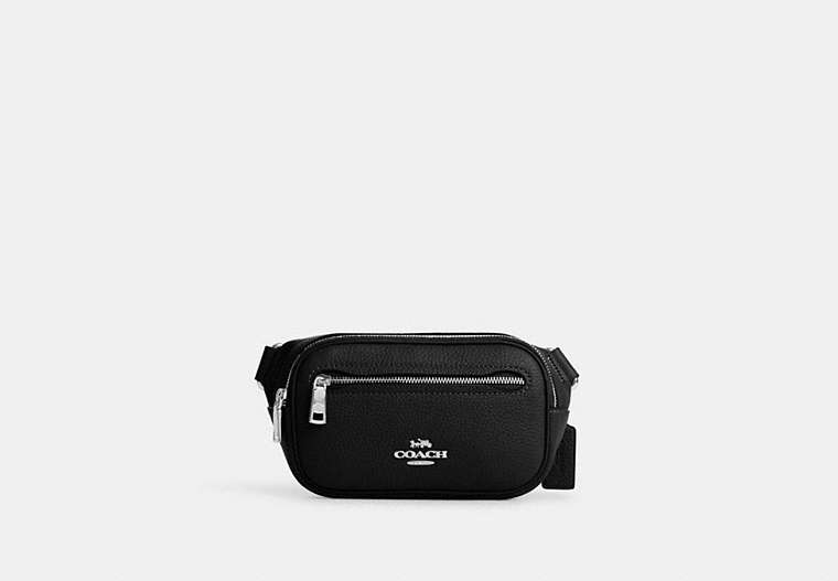 COACH®,ELIAS MINI BELT BAG,Leather,Mini,Silver/Black,Front View image number 0