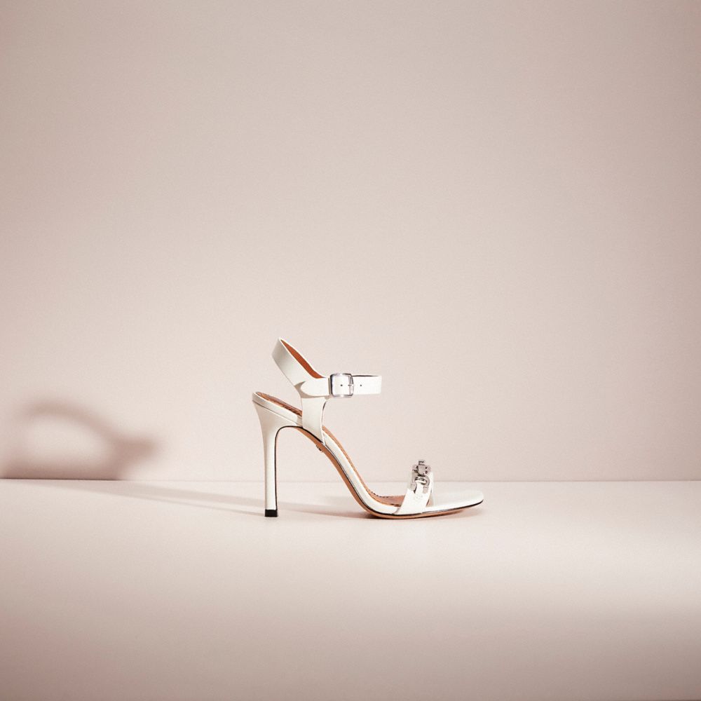 COACH®,RESTORED BONNIE SANDAL,Leather,Off White,Front View