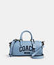 COACH®,LACEY CROSSBODY WITH VARSITY,Leather,Gunmetal/Cornflower,Front View