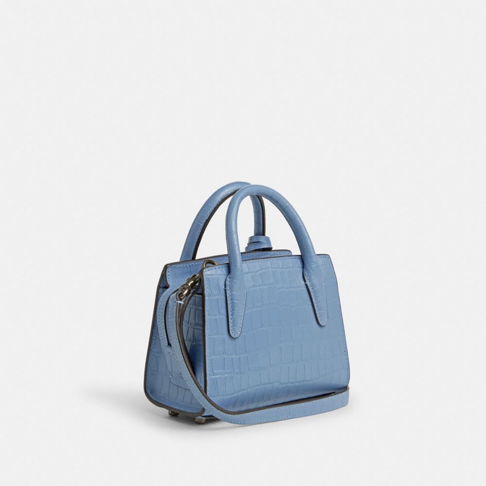 COACH®,ANDREA MINI CARRYALL,Novelty Leather,Mini,Gunmetal/Cornflower,Angle View