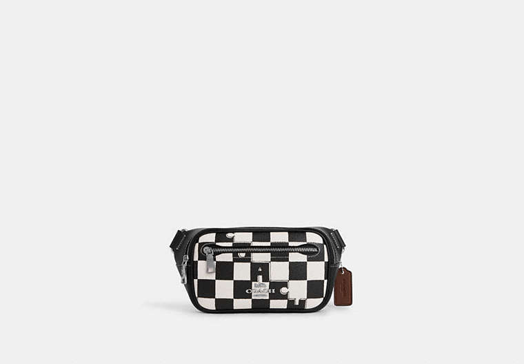 Coach Outlet Elias Mini Belt Bag With Checkerboard Print In Black