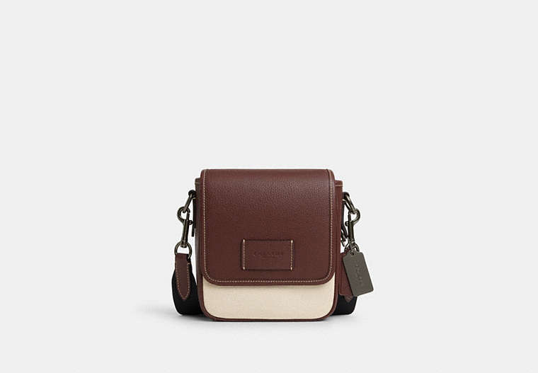 COACH®,LUCAS CROSSBODY,Leather,Small,Black Antique Nickel/Natural Multi,Front View image number 0