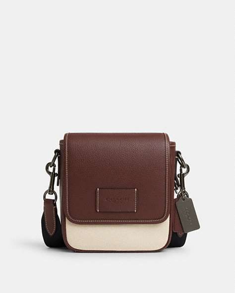 COACH®,LUCAS CROSSBODY,Leather,Small,Black Antique Nickel/Natural Multi,Front View