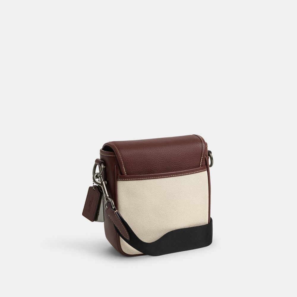 COACH®,Lucas Crossbody Bag,Canvas,Leather,Cotton,Crossbody,Applique,Logo,Color Block,Casual,Multi Color,Angle View