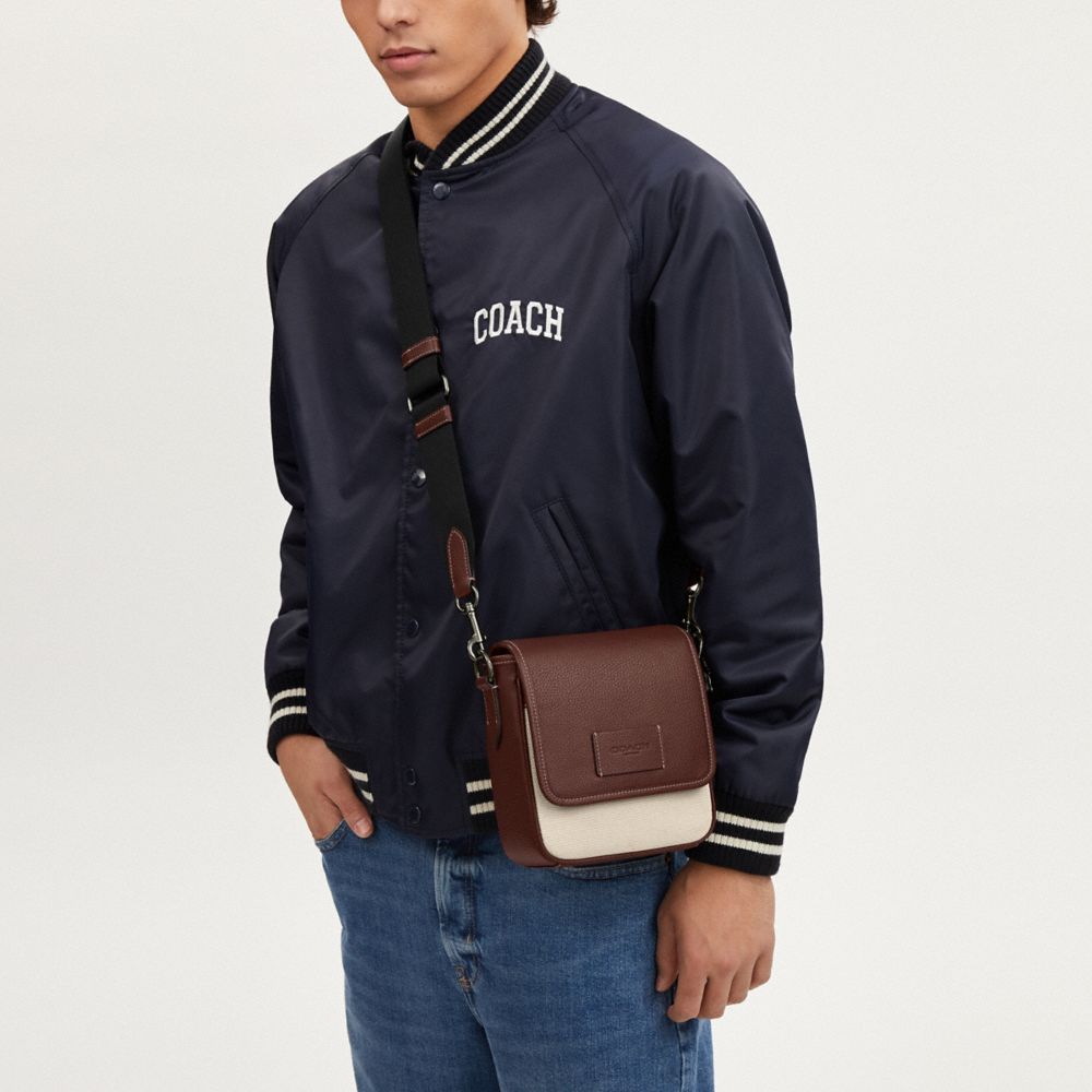 COACH®,Lucas Crossbody Bag,Canvas,Leather,Cotton,Crossbody,Applique,Logo,Color Block,Casual,Multi Color,Detail View