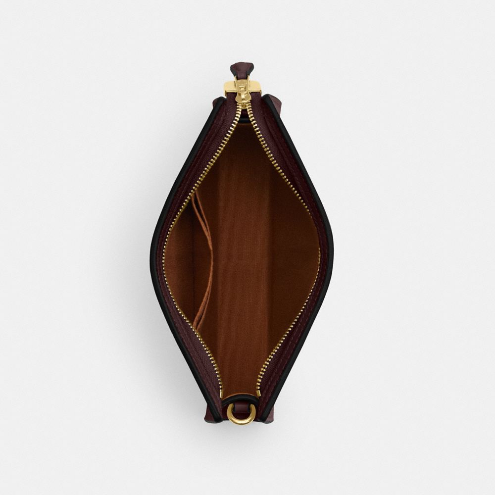COACH®,Slim Crossbody,Leather,Crossbody,Logo,Gold Metal,Day Party,Maroon,Inside View,Top View