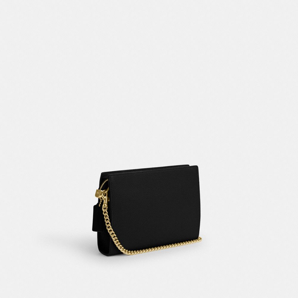 COACH®,SLIM CROSSBODY,Pebbled Leather,Mini,Gold/Black,Angle View