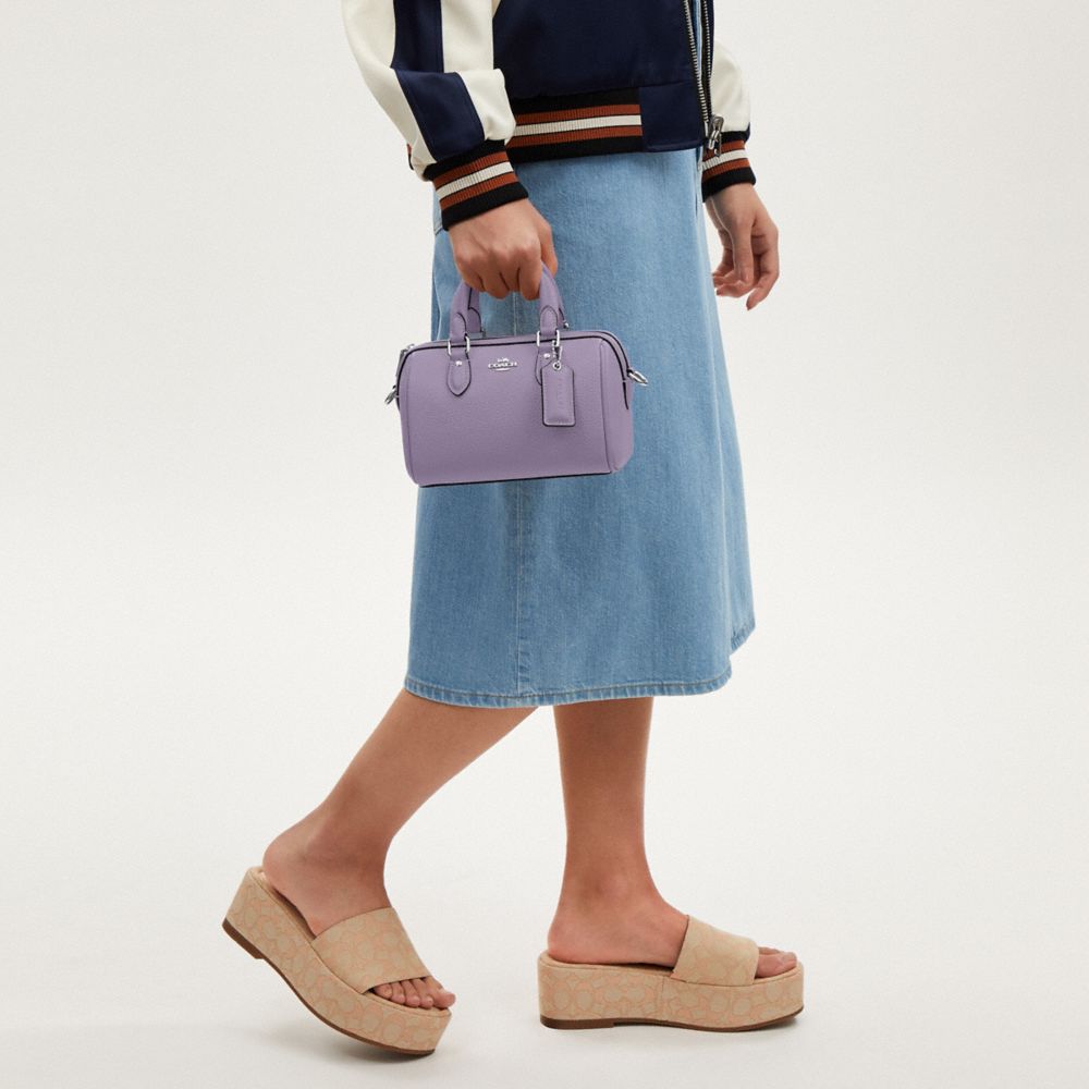 COACH®,Mini Rowan Crossbody,Leather,Crossbody,Embossed,Logo,Metal,Day Party,Purple,Detail View