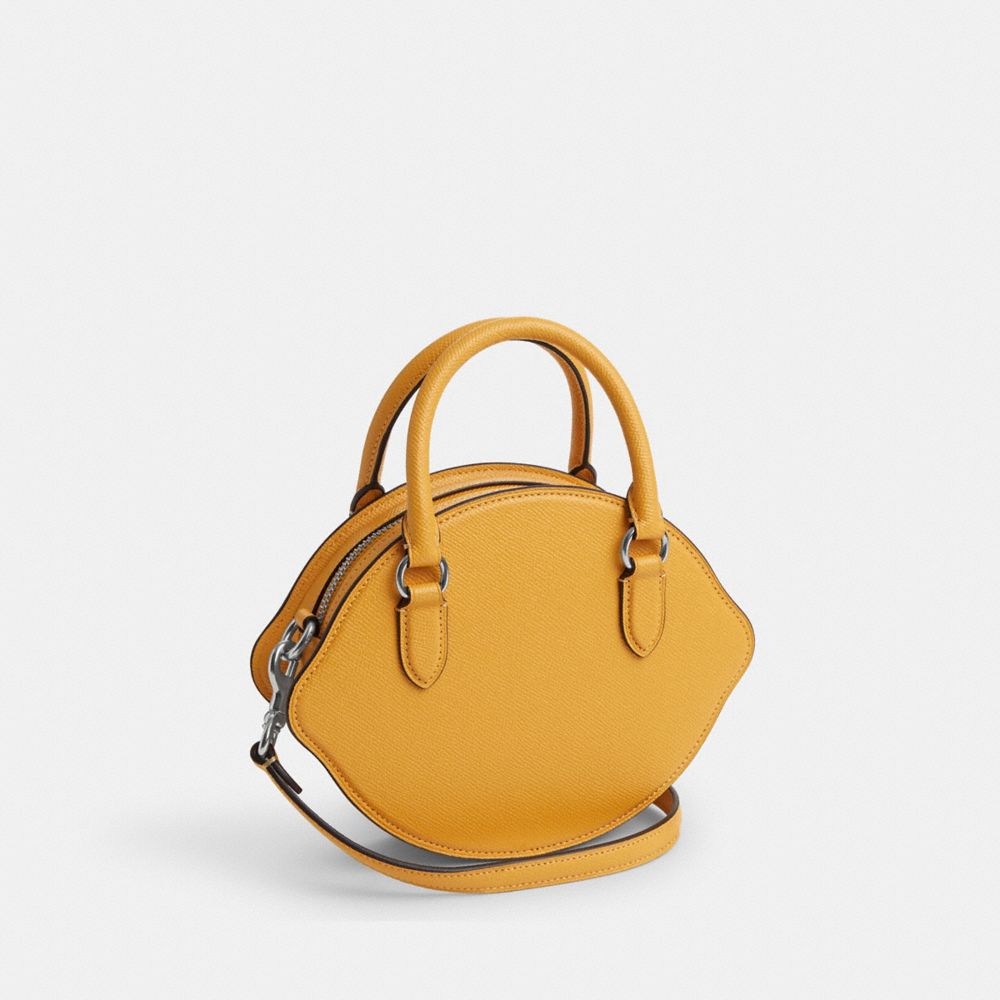 COACH®,LEMON CROSSBODY,Crossgrain Leather,Silver/Honeycomb,Angle View