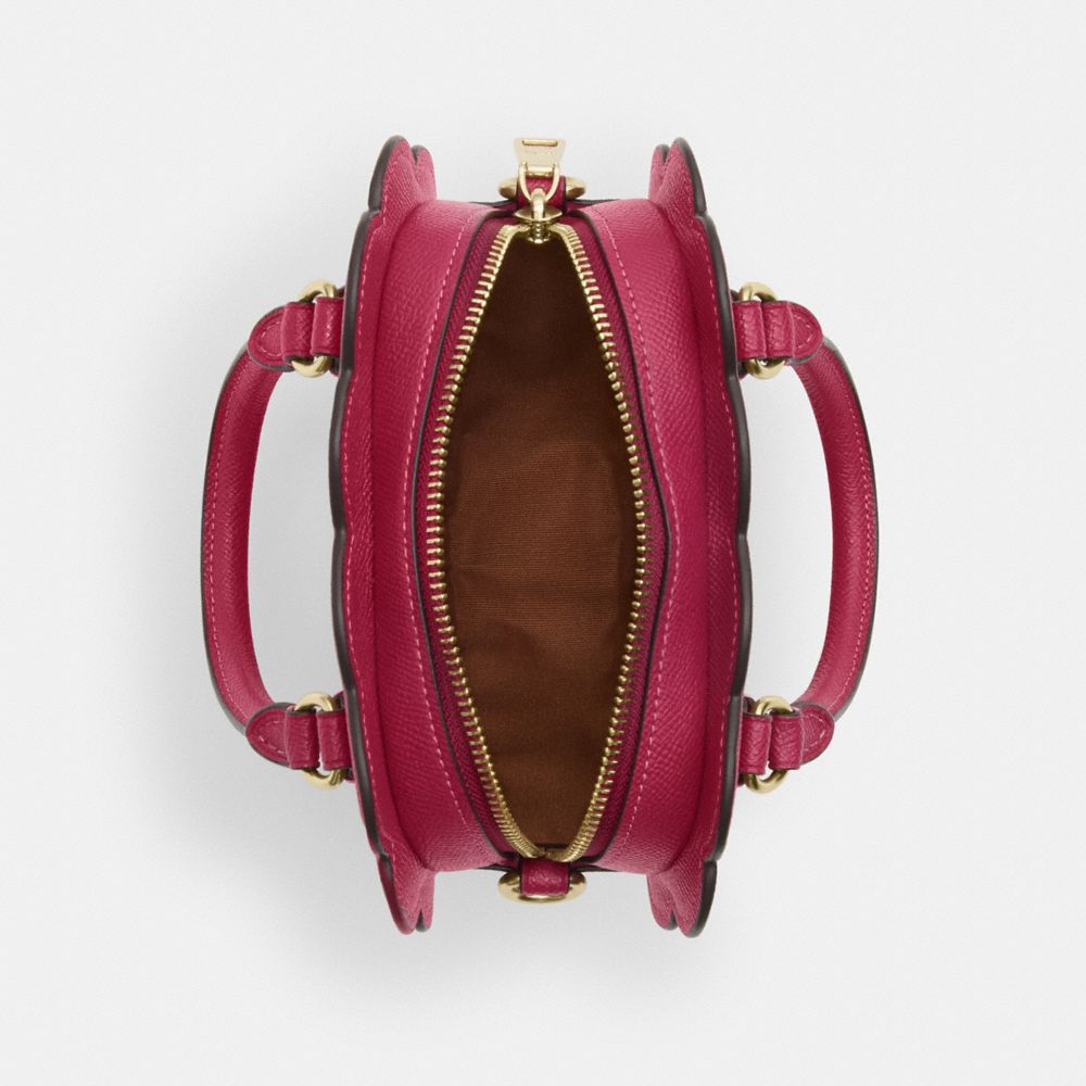 COACH®,RASPBERRY CROSSBODY,Crossgrain Leather,Gold/Bright Violet,Inside View,Top View