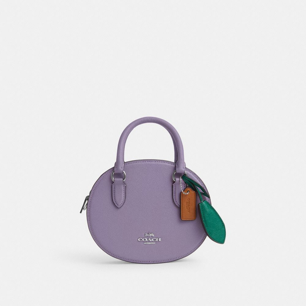 COACH®,PORTÉ-CROISÉ BLUEBERRY,Cuir,Argent/Violet pâle,Front View