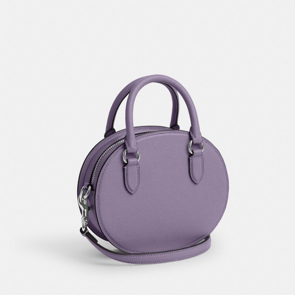 COACH®,BLUEBERRY CROSSBODY,Crossgrain Leather,Small,Silver/Light Violet,Angle View