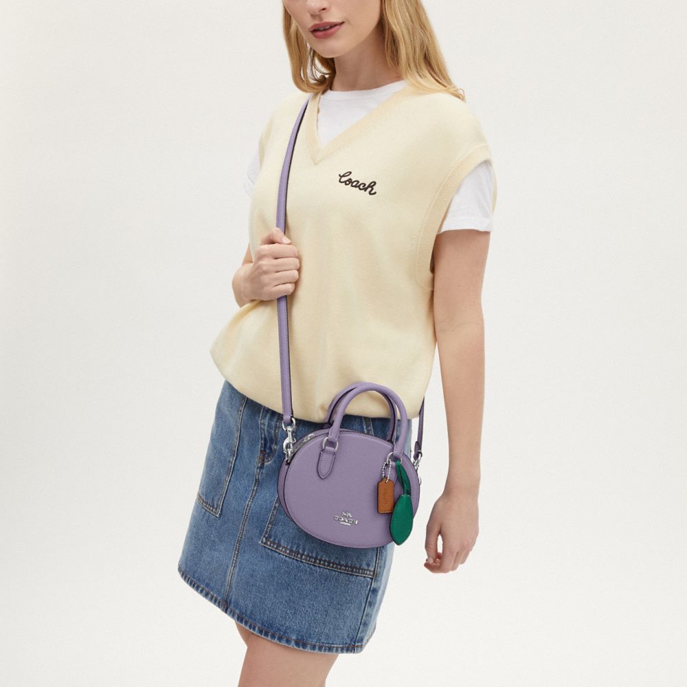 COACH®,Blueberry Crossbody,Leather,Crossbody,Logo,Silver Metal,Casual,Day Party,Lavender,Detail View