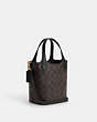 COACH®,HANNA BUCKET BAG IN SIGNATURE CANVAS,pvc,Medium,Gold/Brown Black,Angle View