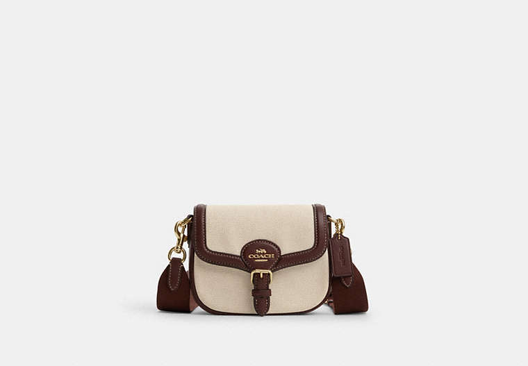 COACH®,AMELIA SMALL SADDLE BAG,cotton,Mini,Gold/Natural Multi,Front View image number 0