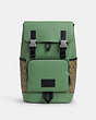 COACH®,TRACK BACKPACK IN COLORBLOCK SIGNATURE CANVAS,pvc,X-Large,Sv/Khaki/Soft Green,Front View