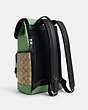COACH®,TRACK BACKPACK IN COLORBLOCK SIGNATURE CANVAS,pvc,X-Large,Sv/Khaki/Soft Green,Angle View