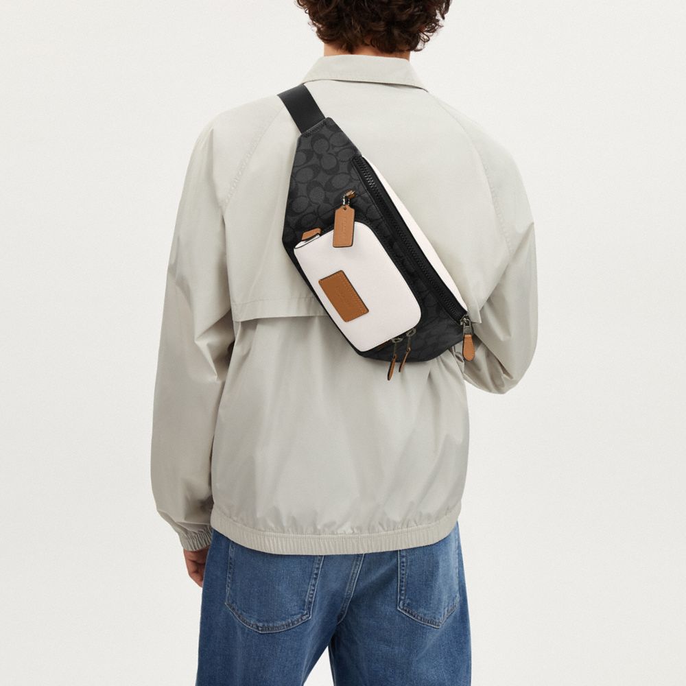 COACH®,Track Belt Bag In Colorblock Signature Canvas,,Detail View