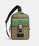 COACH®,TRACK PACK IN COLORBLOCK SIGNATURE CANVAS,pvc,Sv/Khaki/Soft Green,Front View