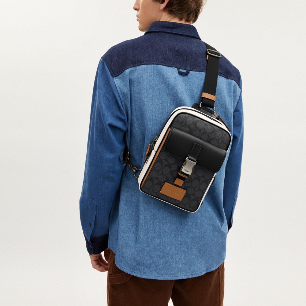 COACH®,Track Pack In Colorblock Signature Canvas,,Detail View