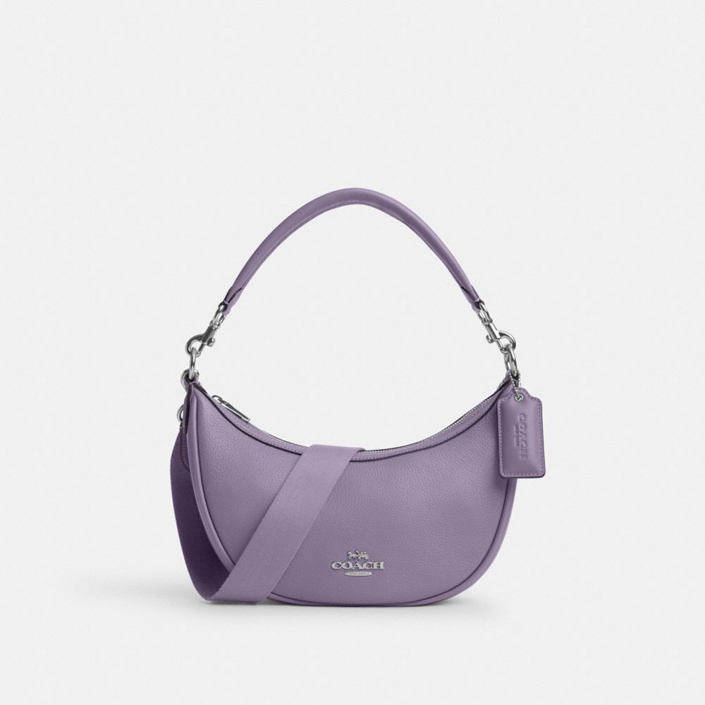 COACH®,ARIA SHOULDER BAG,Novelty Leather,Medium,Silver/Light Violet,Front View