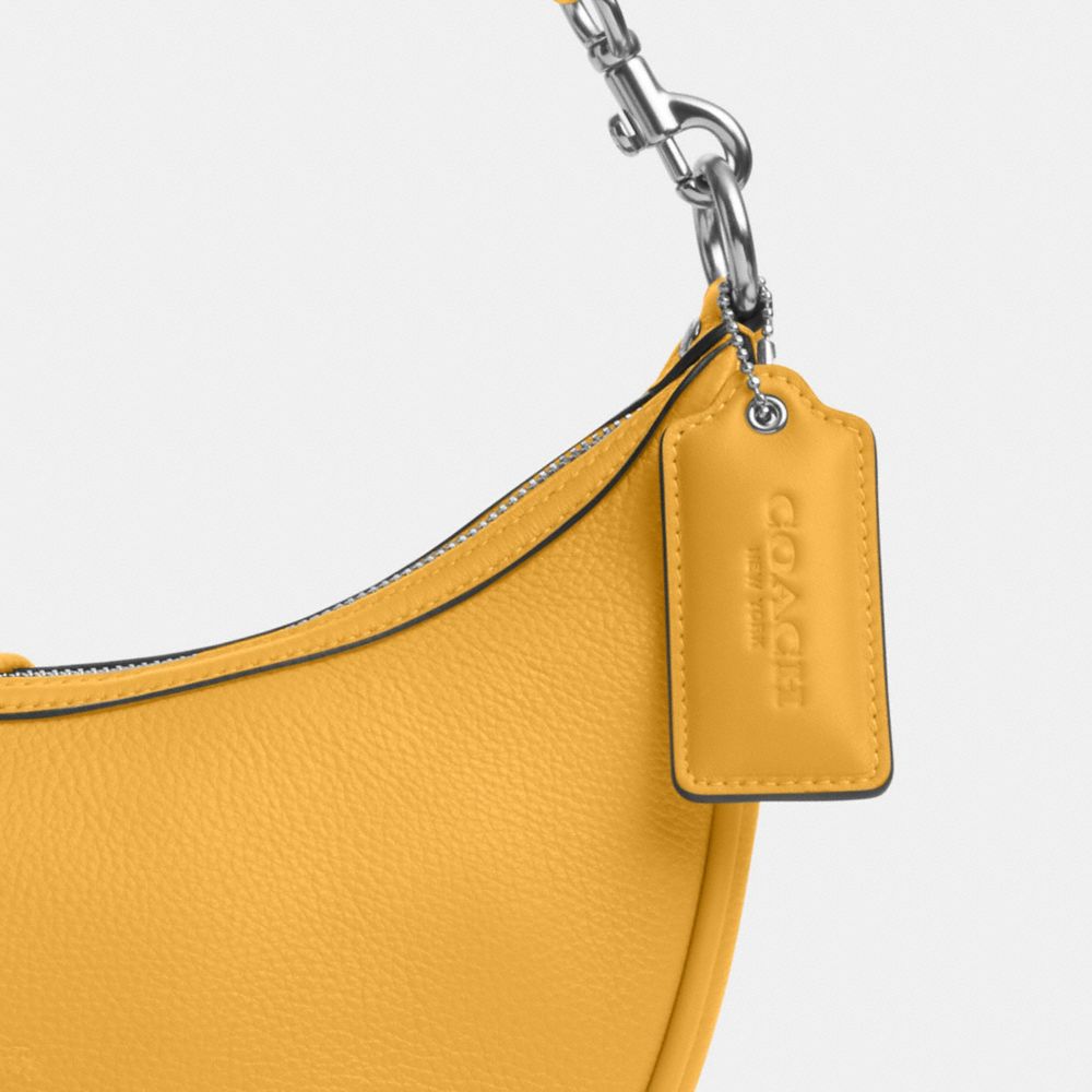 COACH®,Aria Shoulder Bag,Leather,Shoulder Bag,Logo,Metal,Embossed,Day Party,Yellow