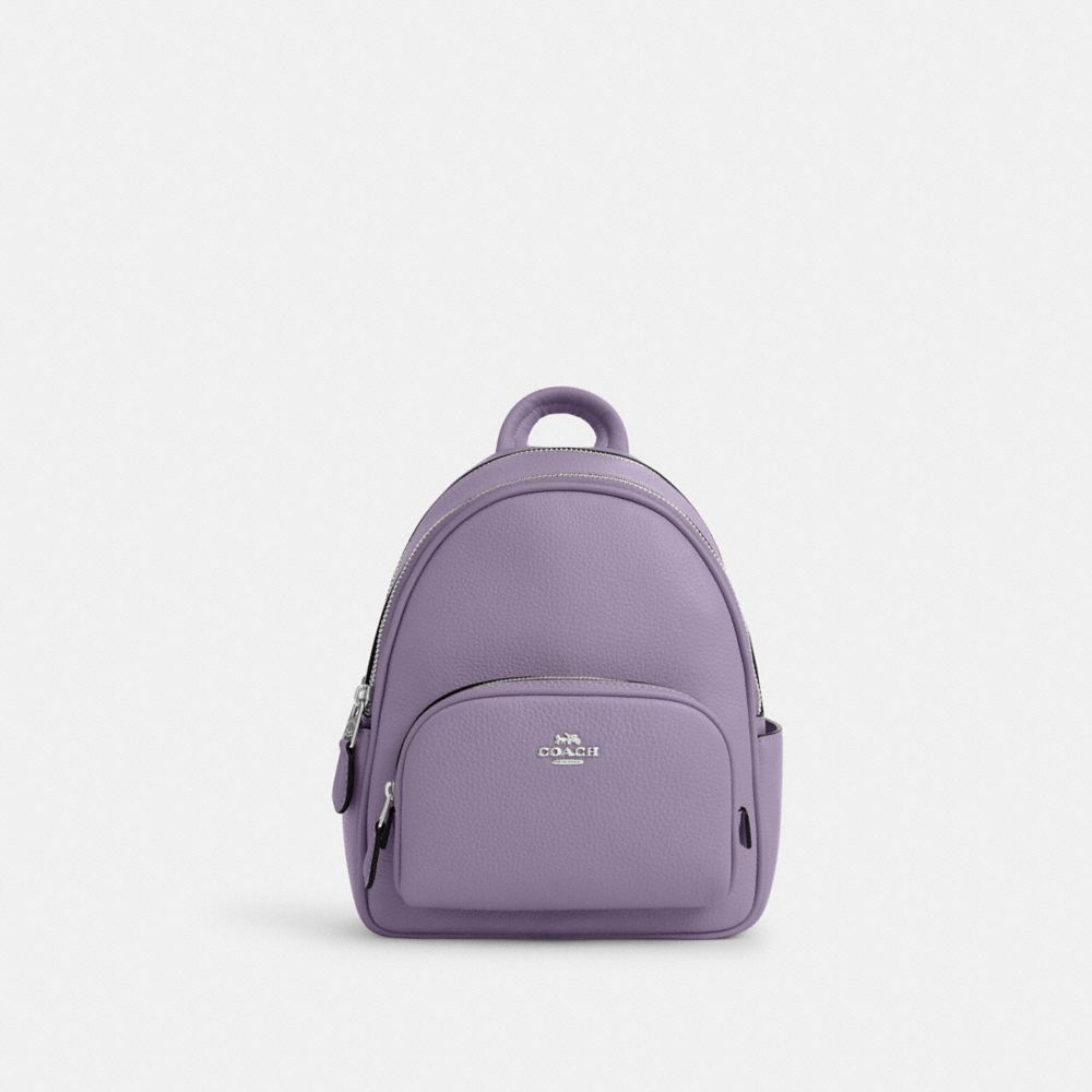 COACH®,MINI COURT BACKPACK,Novelty Leather,Medium,Silver/Light Violet,Front View