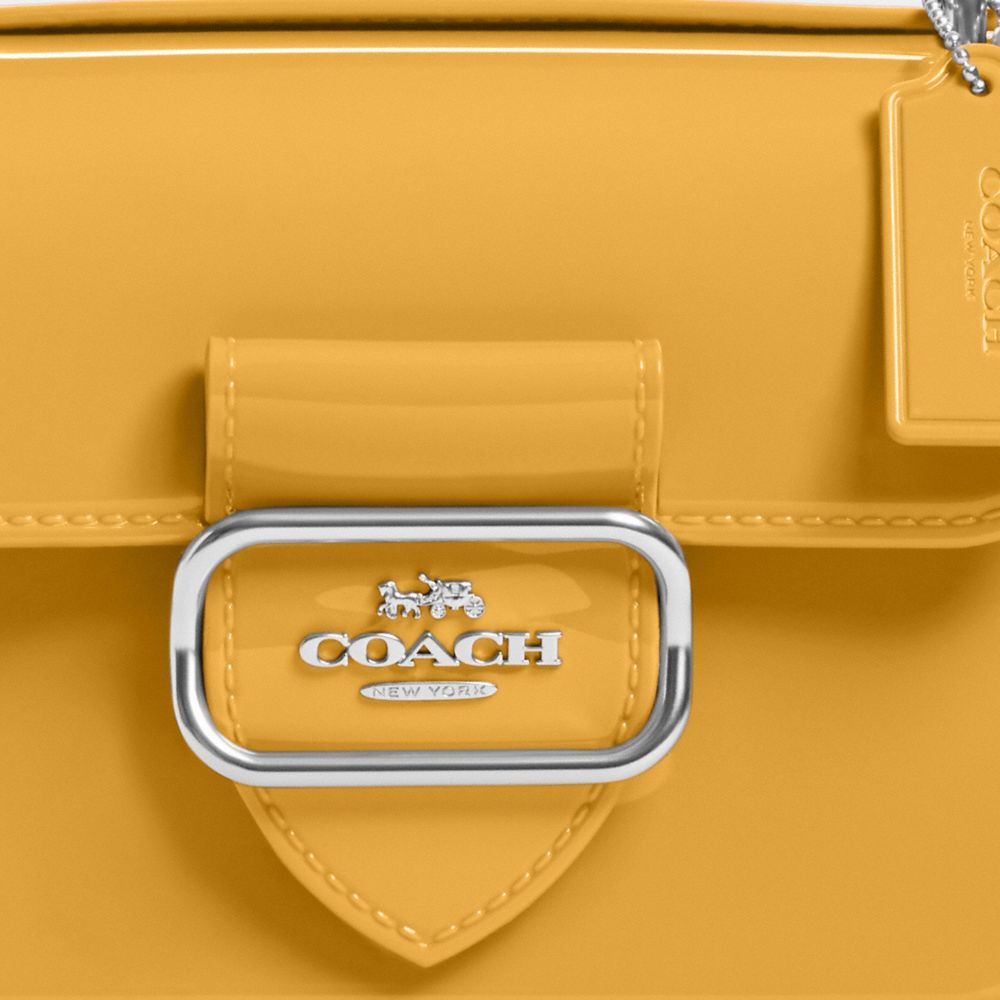 COACH®,SAC BANDOULIÈRE CARRÉ MORGAN,Sans cuir,Argent/Rayon de miel