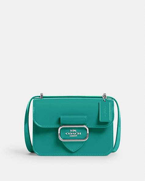 COACH®,MORGAN SQUARE CROSSBODY BAG,Jelly,Silver/Soft Green,Front View