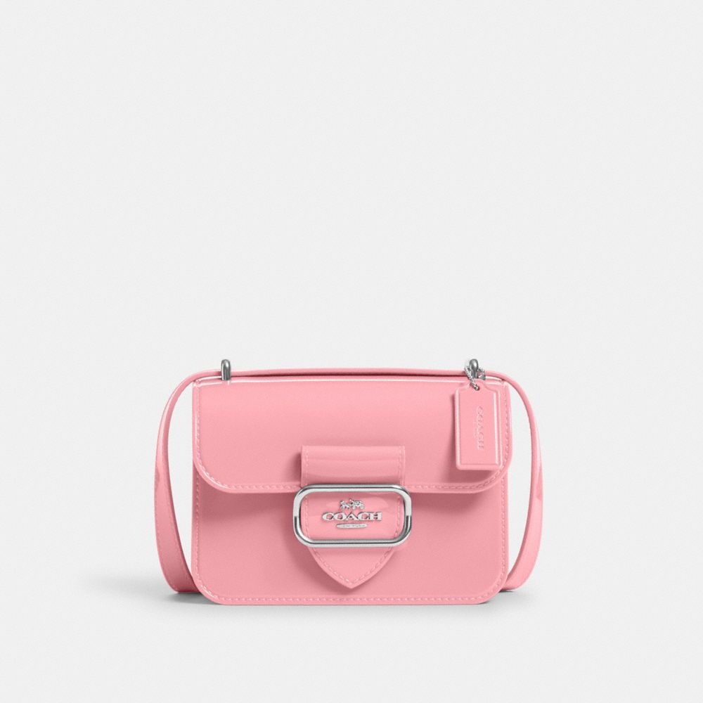 COACH®,SAC BANDOULIÈRE CARRÉ MORGAN,Argent/Rose fleur,Front View