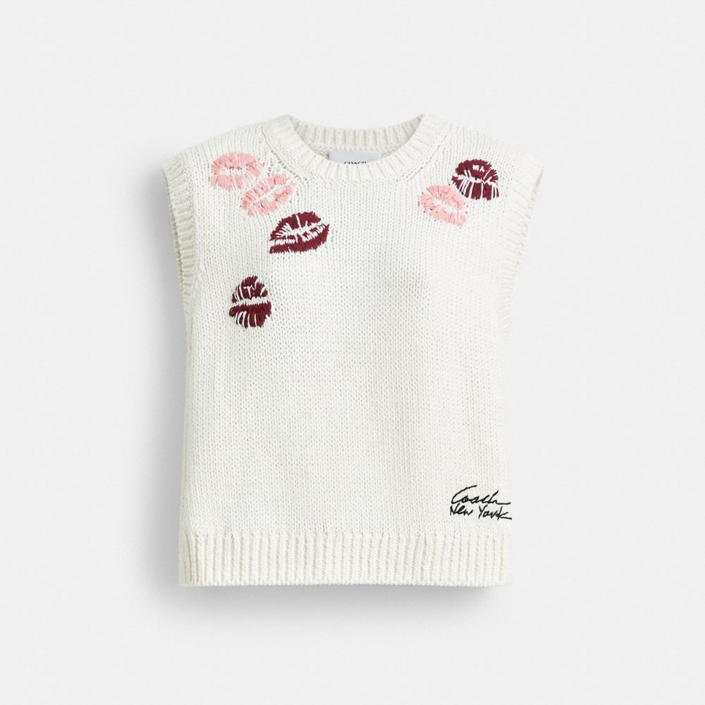 Lip Print Sweater Vest