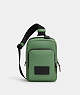 COACH®,TRACK PACK 14,Leather,Mini,Silver/Soft Green,Front View