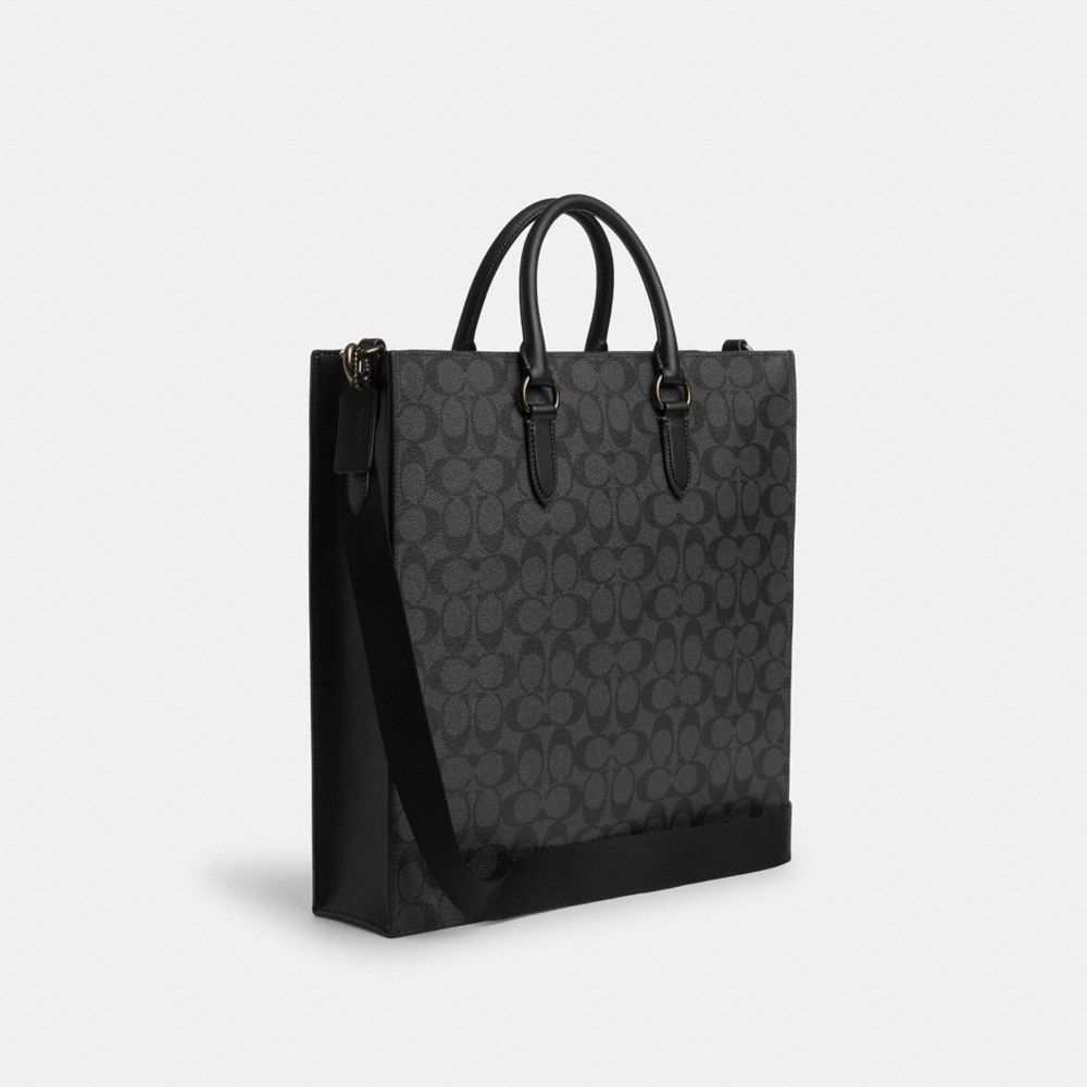 COACH®,DYLAN LARGE TOTE BAG IN SIGNATURE CANVAS,Signature Canvas,Large,Gunmetal/Charcoal/Black,Angle View